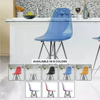 Sgabello da bar LeisureMod Cresco Mid-Century Modern in acrilico, altezza bancone, con base in acciaio nero, perfetto per cucina, sala da pranzo, bar o salotto