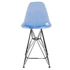 Sgabello da bar LeisureMod Cresco Mid-Century Modern in acrilico, altezza bancone, con base in acciaio nero, perfetto per cucina, sala da pranzo, bar o salotto