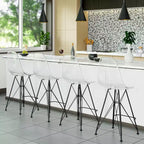 Sgabello da bar LeisureMod Cresco Mid-Century Modern in acrilico, altezza bancone, con base in acciaio nero, perfetto per cucina, sala da pranzo, bar o salotto