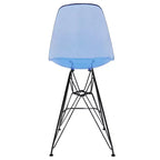 Sgabello da bar LeisureMod Cresco Mid-Century Modern in acrilico, altezza bancone, con base in acciaio nero, perfetto per cucina, sala da pranzo, bar o salotto