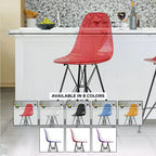 Sgabello da bar LeisureMod Cresco Mid-Century Modern in acrilico, altezza bancone, con base in acciaio nero, perfetto per cucina, sala da pranzo, bar o salotto