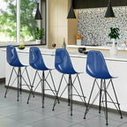 Sgabello da bar LeisureMod Cresco Mid-Century Modern in acrilico, altezza bancone, con base in acciaio nero, perfetto per cucina, sala da pranzo, bar o salotto