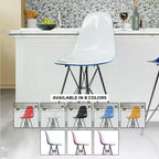 Sgabello da bar LeisureMod Cresco Mid-Century Modern in acrilico, altezza bancone, con base in acciaio nero, perfetto per cucina, sala da pranzo, bar o salotto