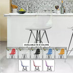 Sgabello da bar LeisureMod Cresco Mid-Century Modern in acrilico, altezza bancone, con base in acciaio nero, perfetto per cucina, sala da pranzo, bar o salotto