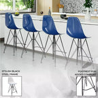 Sgabello da bar LeisureMod Cresco Mid-Century Modern in acrilico, altezza bancone, con base in acciaio nero, perfetto per cucina, sala da pranzo, bar o salotto
