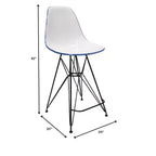 Sgabello da bar LeisureMod Cresco Mid-Century Modern in acrilico, altezza bancone, con base in acciaio nero, perfetto per cucina, sala da pranzo, bar o salotto