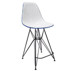 Sgabello da bar LeisureMod Cresco Mid-Century Modern in acrilico, altezza bancone, con base in acciaio nero, perfetto per cucina, sala da pranzo, bar o salotto