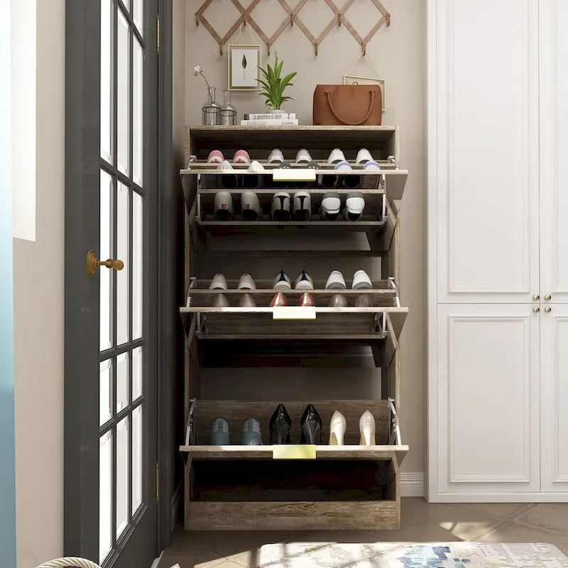 Specchiera armadio per scarpe autoportante con organizzatori per scarpe