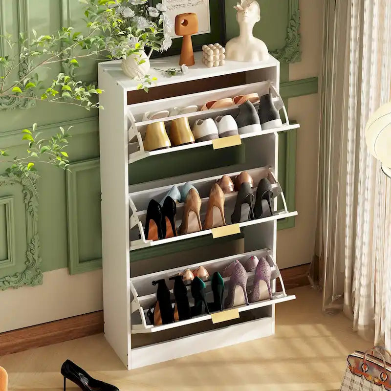 Specchiera armadio per scarpe autoportante con organizzatori per scarpe