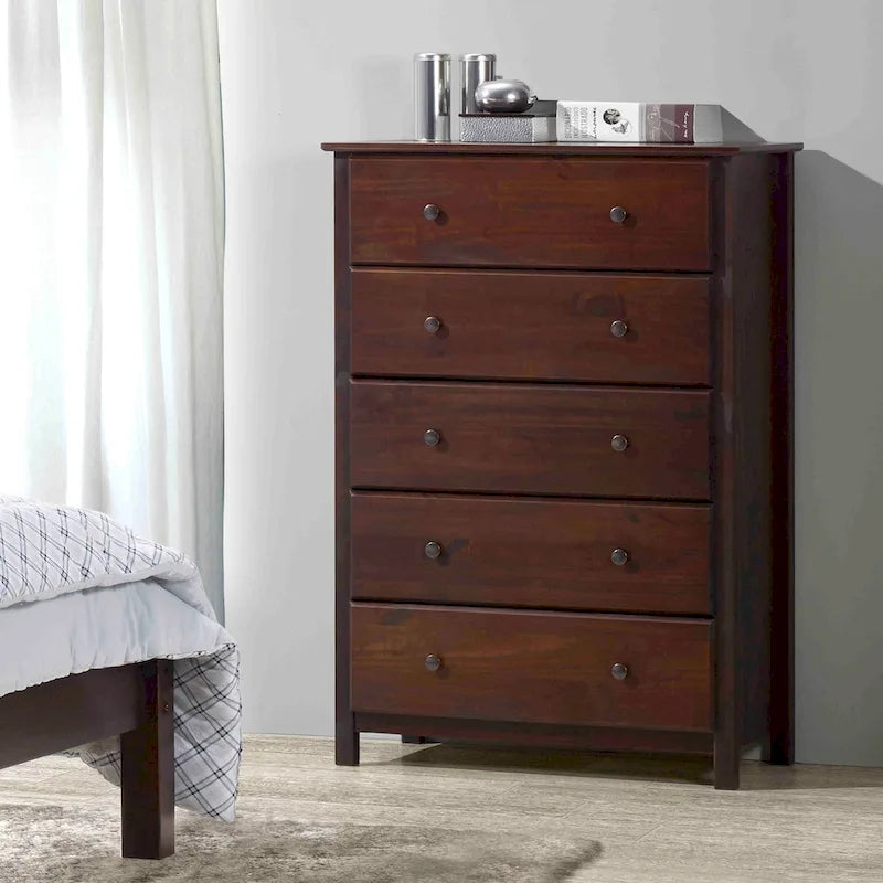 Comò a 5 cassetti in legno massiccio Grain Wood Furniture