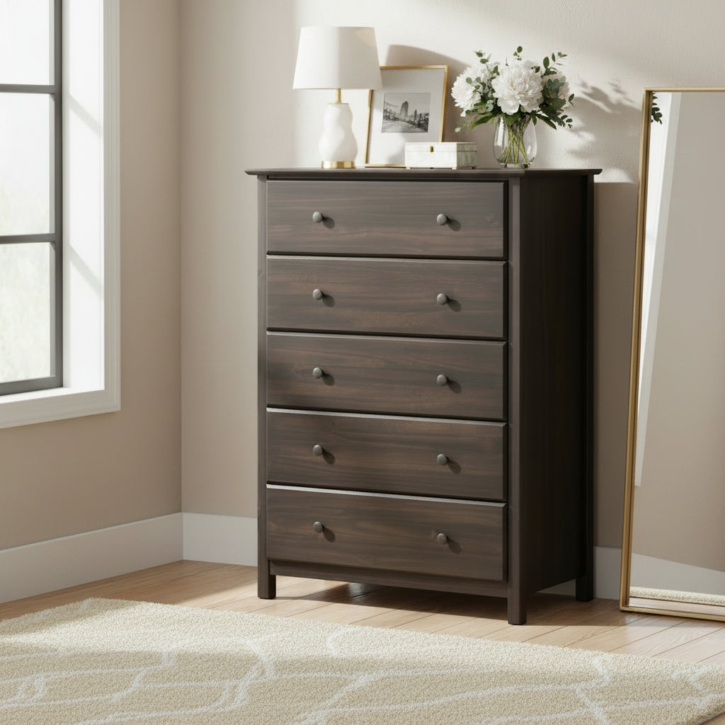 Comò a 5 cassetti in legno massiccio Grain Wood Furniture