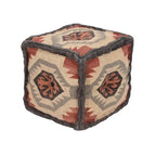 HERAT ORIENTAL Handmade Indo Wool and Jute Pouf - 16 x 16 x 16