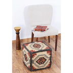 Pouf in iuta e lana indo fatto a mano - 40 x 40 x 40