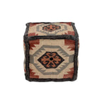 Pouf in iuta e lana indo fatto a mano - 40 x 40 x 40