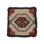 Pouf in iuta e lana indo fatto a mano - 40 x 40 x 40