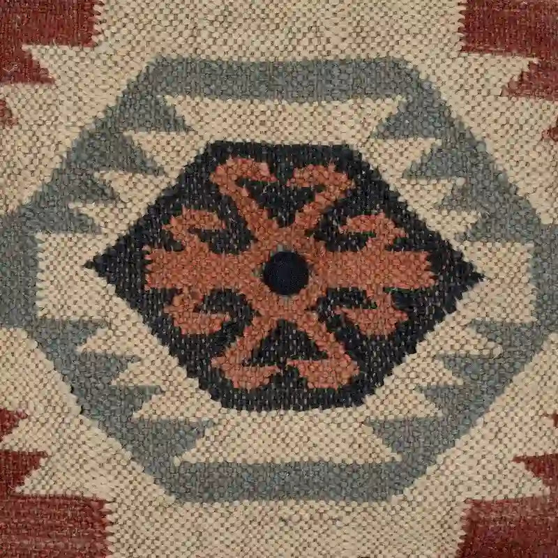 Pouf in iuta e lana indo fatto a mano - 40 x 40 x 40