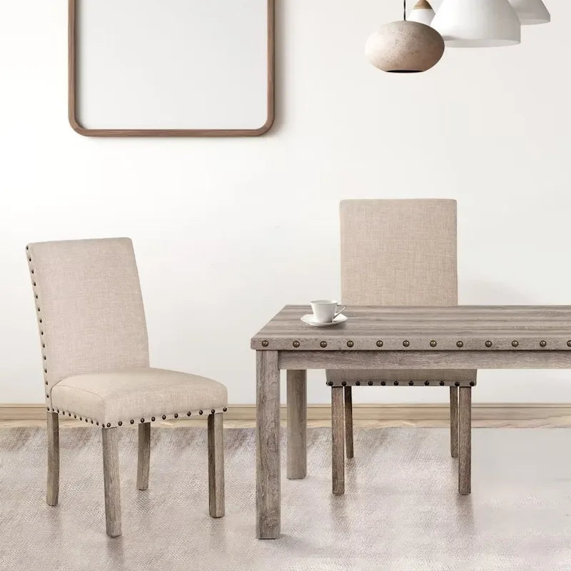 Set di 2 sedie da pranzo laterali di lusso contemporaneo in lino