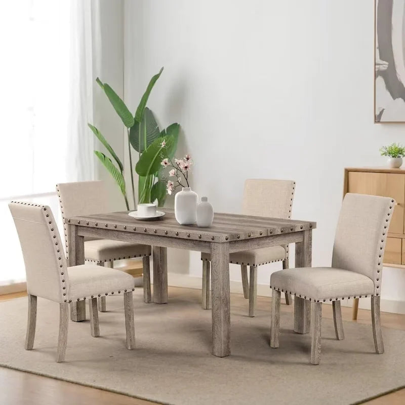 Set di 2 sedie da pranzo laterali di lusso contemporaneo in lino