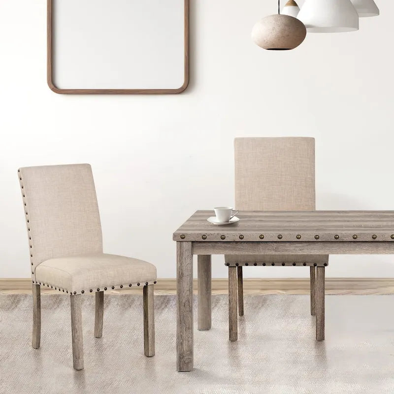 Set di 2 sedie da pranzo laterali di lusso contemporaneo in lino