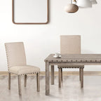 Set di 2 sedie da pranzo laterali di lusso contemporaneo in lino