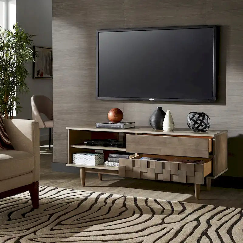 Mobile porta TV in legno con due cassetti in stile medievale - 150 cm