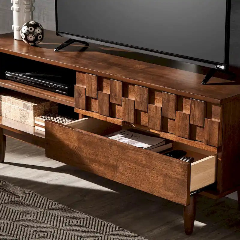 Mobile porta TV in legno con due cassetti in stile medievale - 150 cm