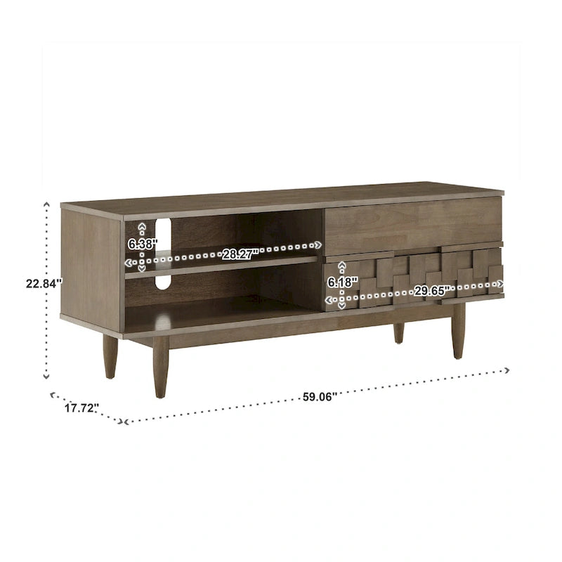 Mobile porta TV in legno con due cassetti in stile medievale - 150 cm
