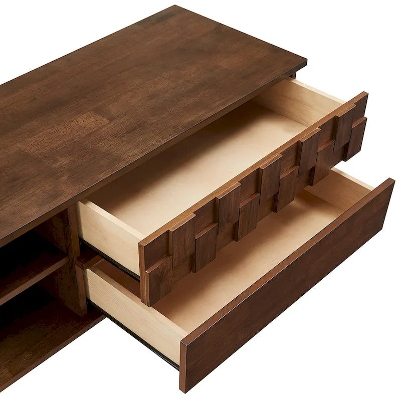 Mobile porta TV in legno con due cassetti in stile medievale - 150 cm