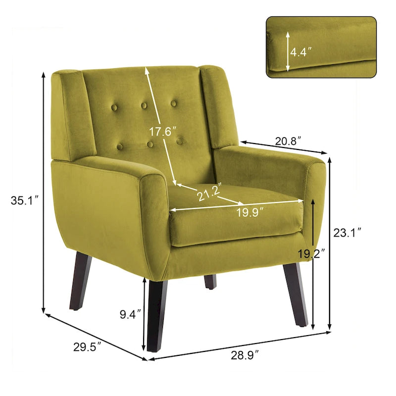 Poltrona moderna in velluto - 28.9L x 35.1A x 29.5P
