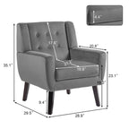Poltrona moderna in velluto - 28.9L x 35.1A x 29.5P