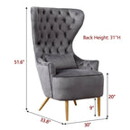 Poltrone Accent con Schienale Alto e Trapuntato, in Velluto, Set da 2
