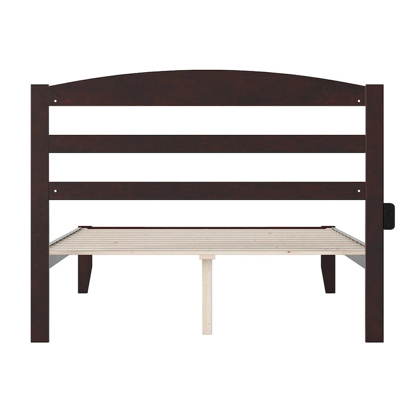 Letto a piattaforma Warren in legno massiccio con caricatore USB collegabile
