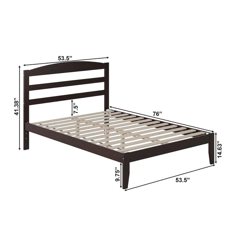 Letto a piattaforma Warren in legno massiccio con caricatore USB collegabile