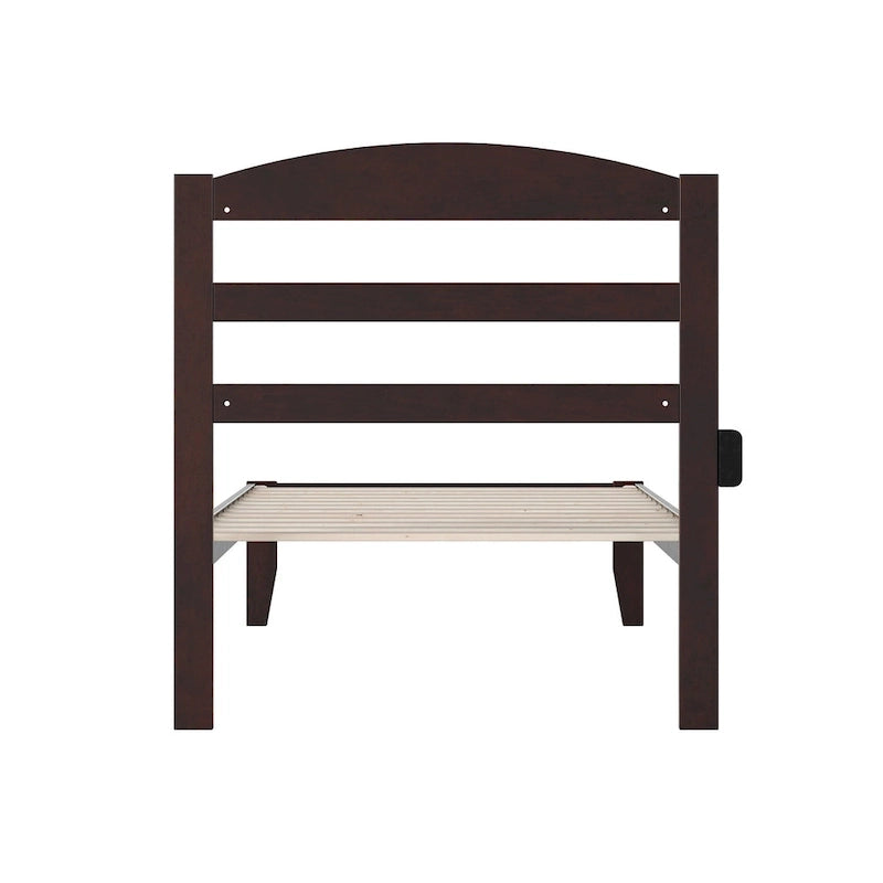 Letto a piattaforma Warren in legno massiccio con caricatore USB collegabile