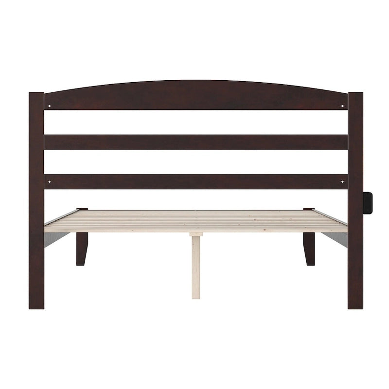 Letto a piattaforma Warren in legno massiccio con caricatore USB collegabile