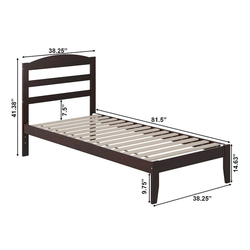 Letto a piattaforma Warren in legno massiccio con caricatore USB collegabile