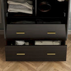 Armadio a due ante con specchio 31,5L x 72A Bianco/Marrone Scuro - 31,5L x 72A