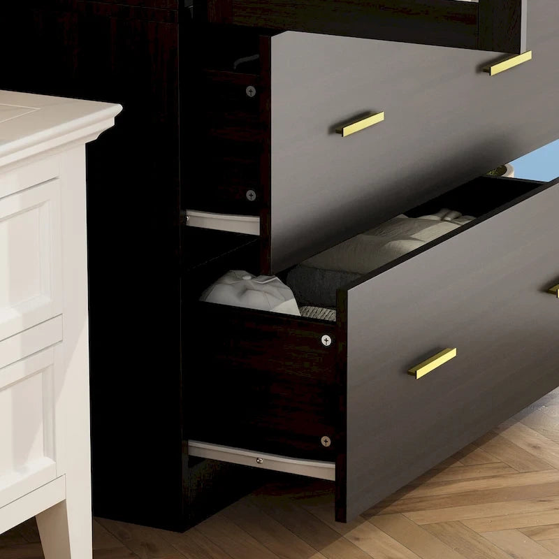 Armadio a due ante con specchio 31,5L x 72A Bianco/Marrone Scuro - 31,5L x 72A
