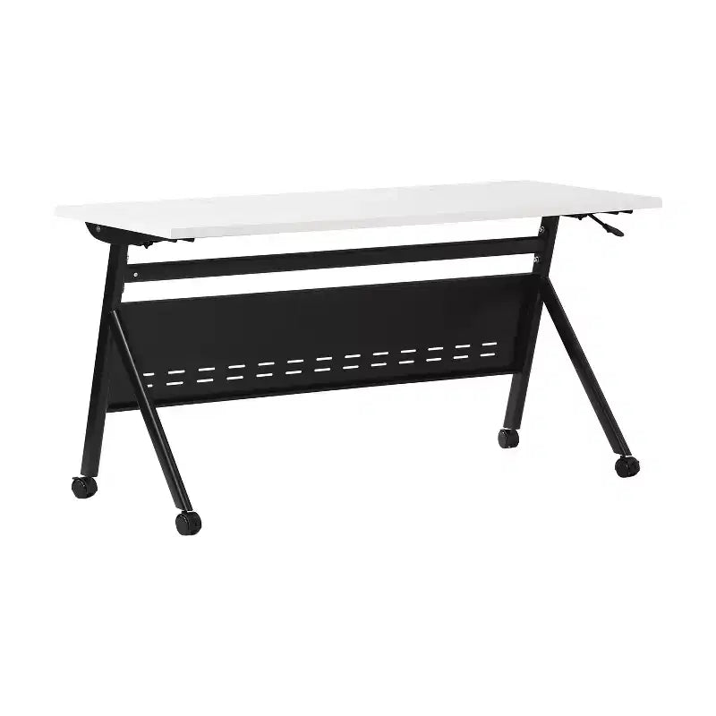 Flash Furniture Davis Commercial Grade Heavy-Duty Nesting Flip Training Table with Y-Legs, Modesty Panel, Tabletop, and Frame