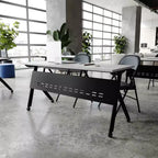 Tavolo da addestramento Flash Furniture Davis impilabile e ribaltabile per uso commerciale, con gambe a Y, pannello frontale, piano del tavolo e struttura