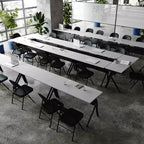 Tavolo da addestramento Flash Furniture Davis impilabile e ribaltabile per uso commerciale, con gambe a Y, pannello frontale, piano del tavolo e struttura