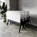 Tavolo da addestramento Flash Furniture Davis impilabile e ribaltabile per uso commerciale, con gambe a Y, pannello frontale, piano del tavolo e struttura