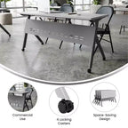 Tavolo da addestramento Flash Furniture Davis impilabile e ribaltabile per uso commerciale, con gambe a Y, pannello frontale, piano del tavolo e struttura