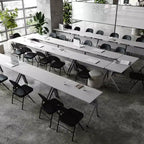 Tavolo da addestramento Flash Furniture Davis impilabile e ribaltabile per uso commerciale, con gambe a Y, pannello frontale, piano del tavolo e struttura