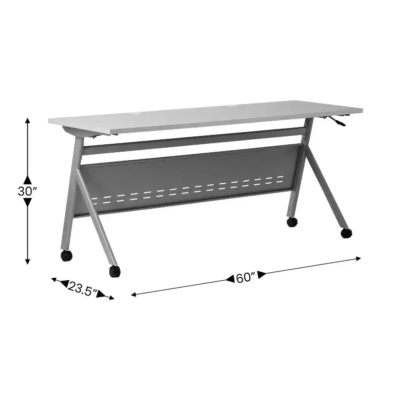 Tavolo da addestramento Flash Furniture Davis impilabile e ribaltabile per uso commerciale, con gambe a Y, pannello frontale, piano del tavolo e struttura