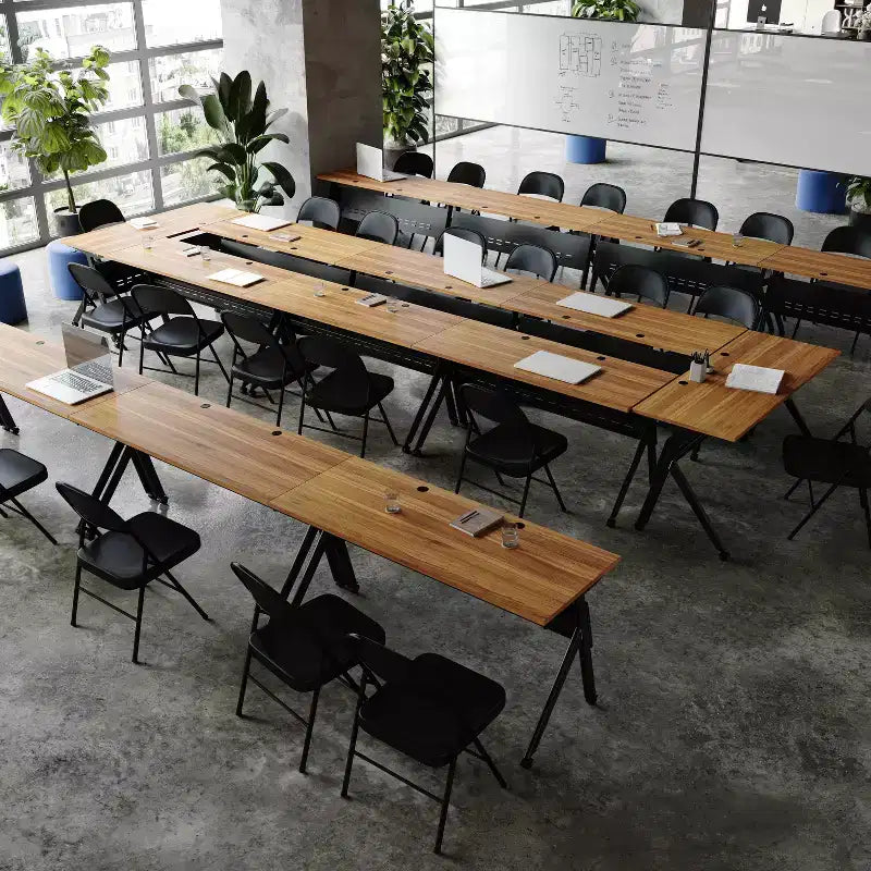 Tavolo da addestramento Flash Furniture Davis impilabile e ribaltabile per uso commerciale, con gambe a Y, pannello frontale, piano del tavolo e struttura