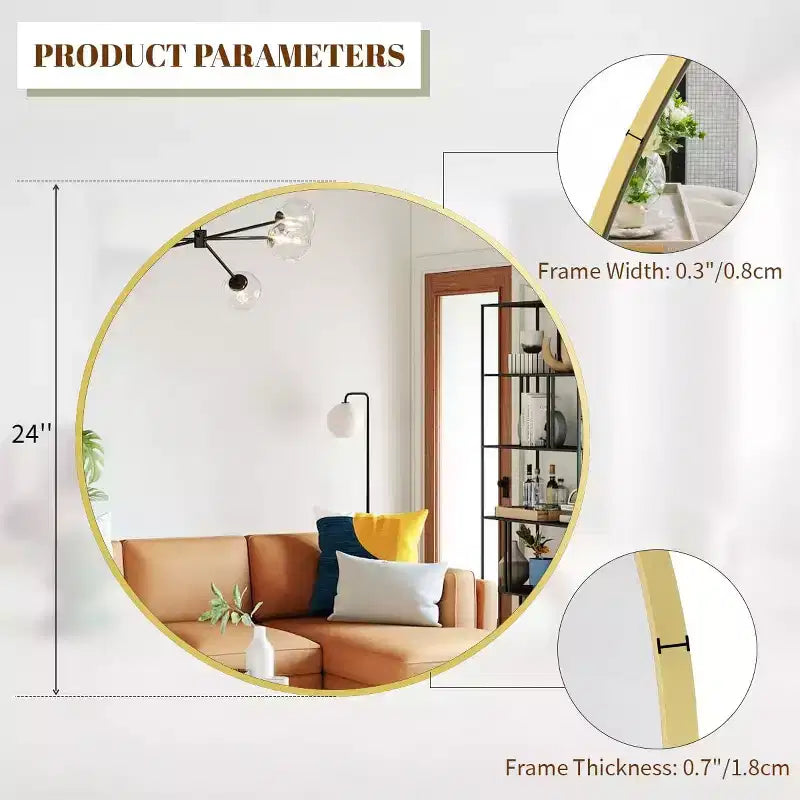 Specchio decorativo rotondo a parete HOMLUX 24/30, specchio da bagno per ingresso