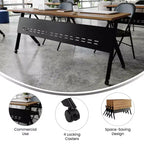 Tavolo da formazione ribaltabile per carichi pesanti Emma e Oliver con design impilabile, pannello per la privacy, gambe a Y, piano del tavolo, telaio in metallo