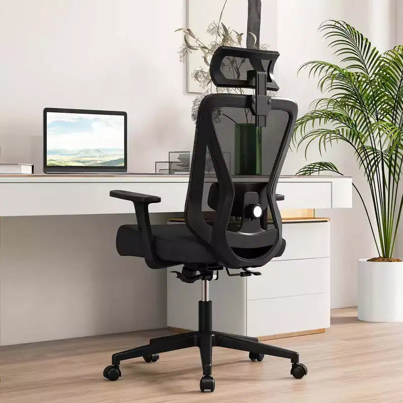 Costway Sedia da Ufficio Ergonomica con Supporto Lombare Regolabile Funzione Inclinazione Poggiatesta, Nera