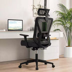 Costway Sedia da Ufficio Ergonomica con Supporto Lombare Regolabile Funzione Inclinazione Poggiatesta, Nera
